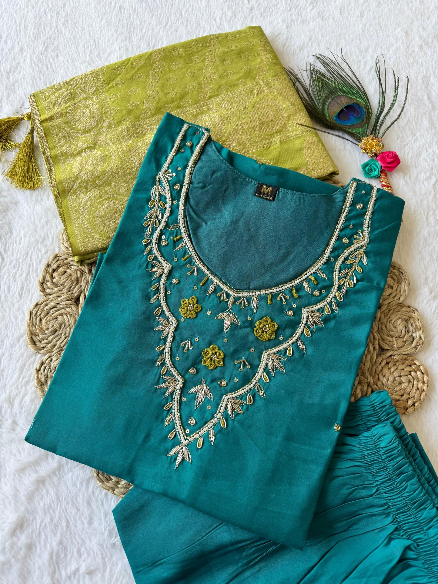 Trending Hand Work Kurti Set.