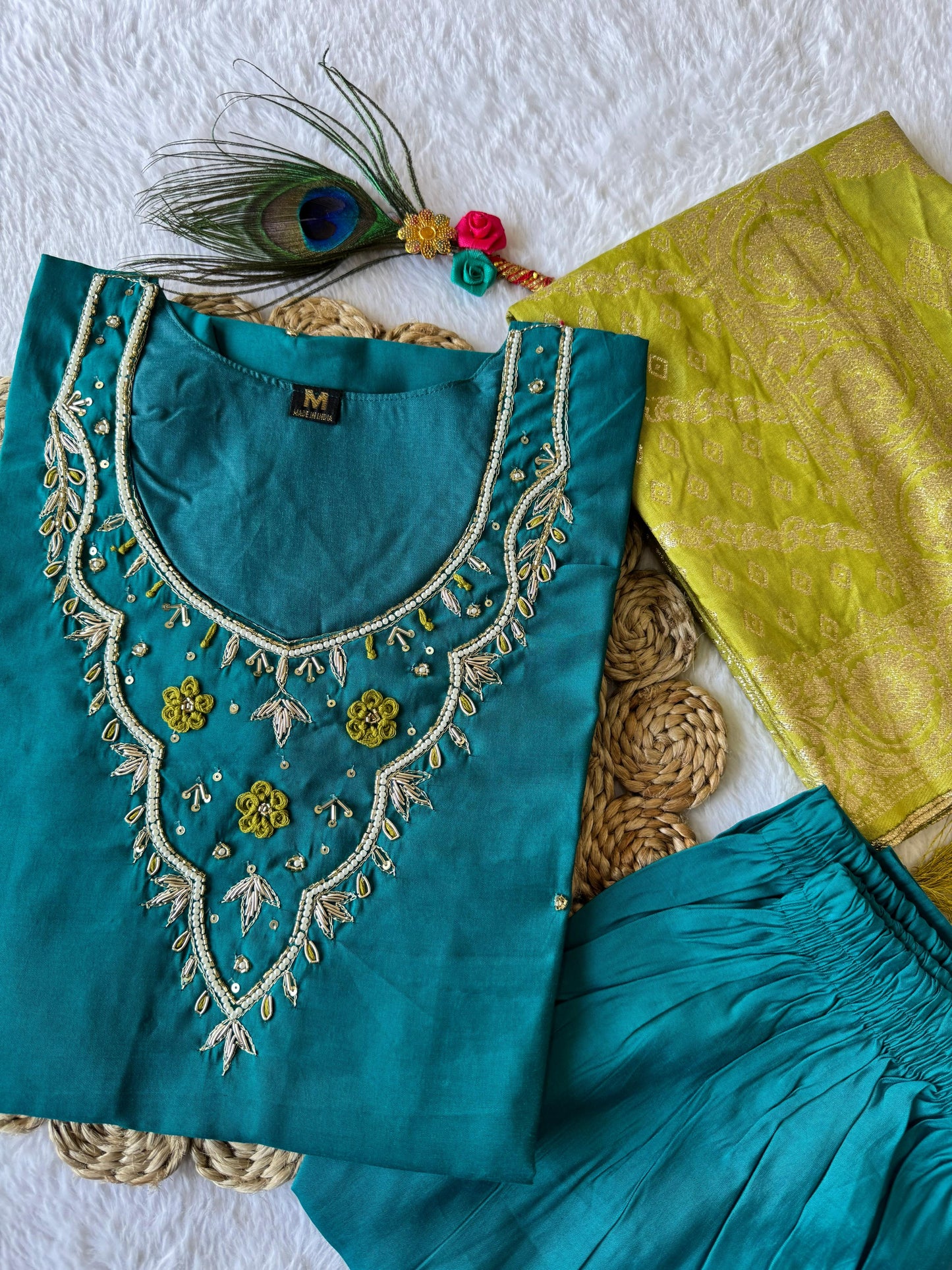 Trending Hand Work Kurti Set.