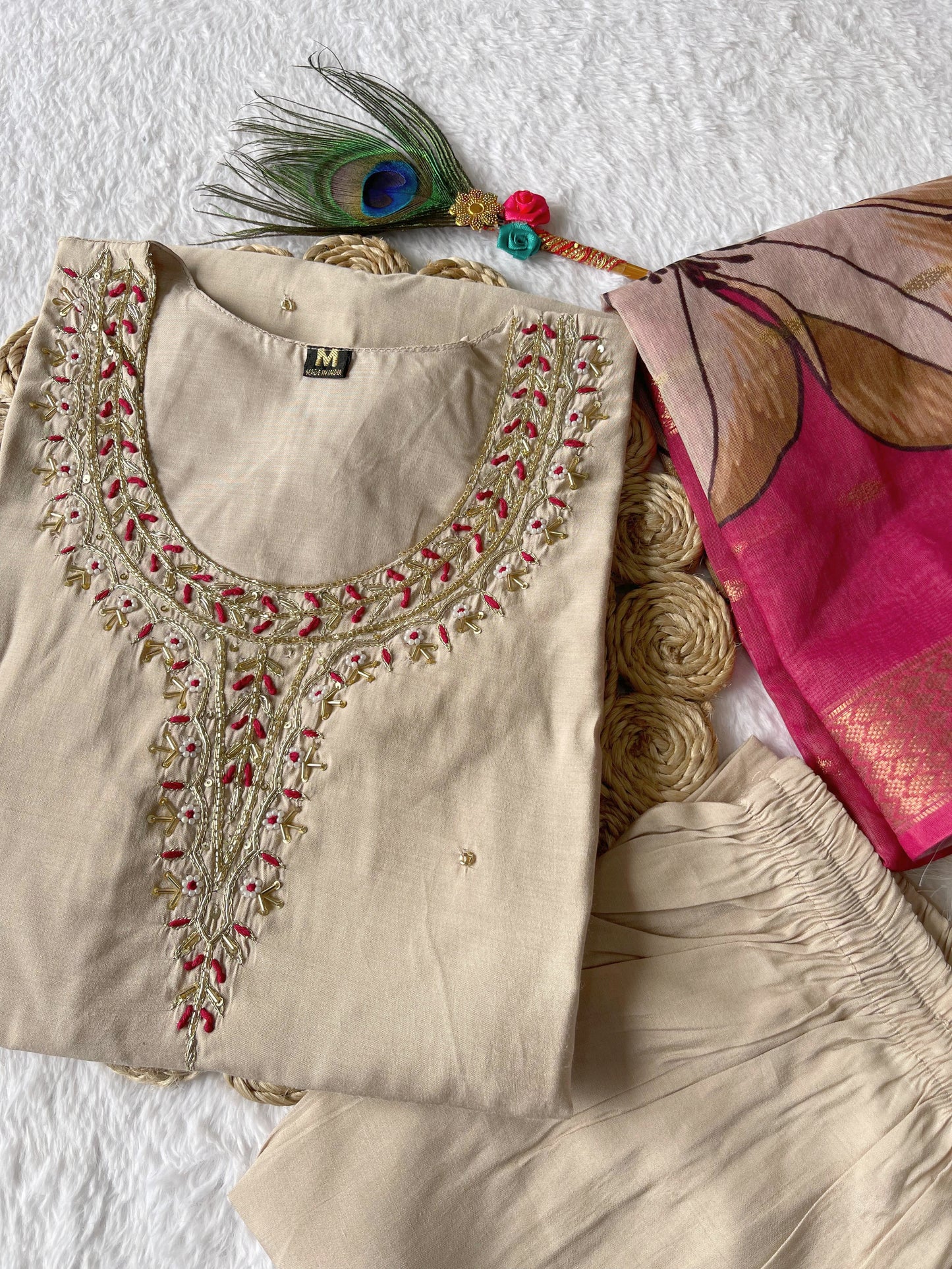 Cool Hand Work Kurti Set.