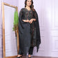 Buy Black Modal Silk Straight Kurta Set Online | Vaanya Kurtis