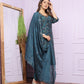 Buy Stylish Navy Modal Silk Pant Set Online | Vaanya Kurtis