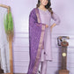 Buy Stylish Muslin Pant Set in Purple | Vaanya Kurtis