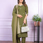 Buy Mehndi Green Viscose Silk Dupatta Set | Vaanya Kurtis