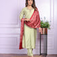 Buy Pista Green Ethic Wear Pant Set Online | Vaanya Kurtis