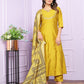 Shop Yellow Kurta With Side Cut Pants Online - Vaanya Kurtis