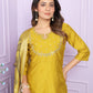 Shop Yellow Kurta With Side Cut Pants Online - Vaanya Kurtis