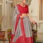 Buy Grey Tussar Silk Meenakari Lehenga Online | Vaanya Kurtis