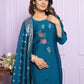Buy Modal Silk Blue Festive Straight Kurta Pant Set Online