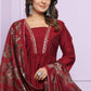 Buy Maroon Muslin Afghani Pant Set with Dupatta Online