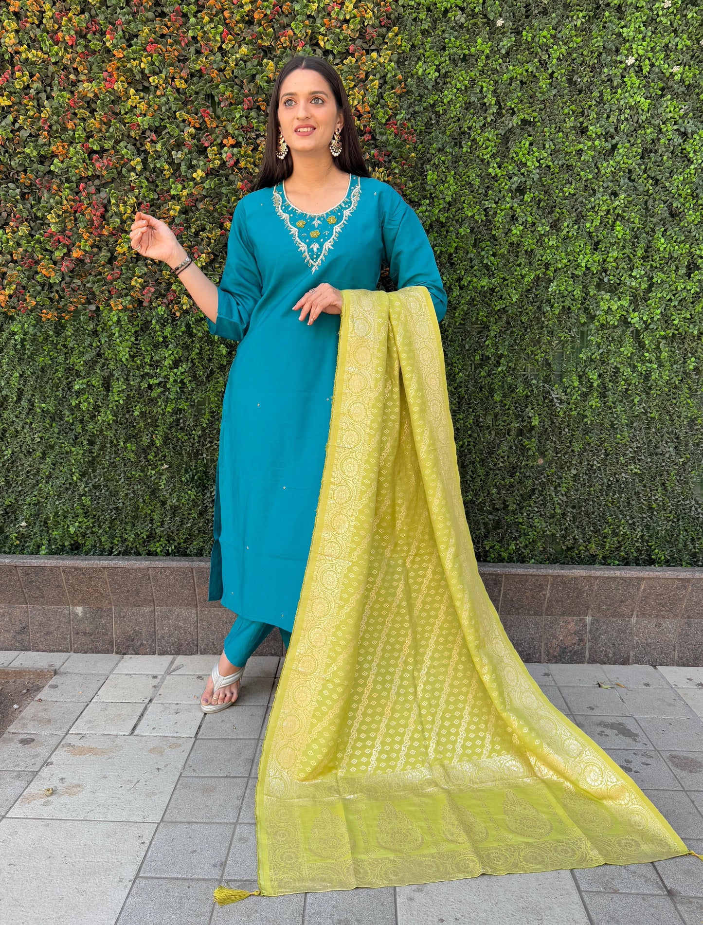 Trending Hand Work Kurti Set.