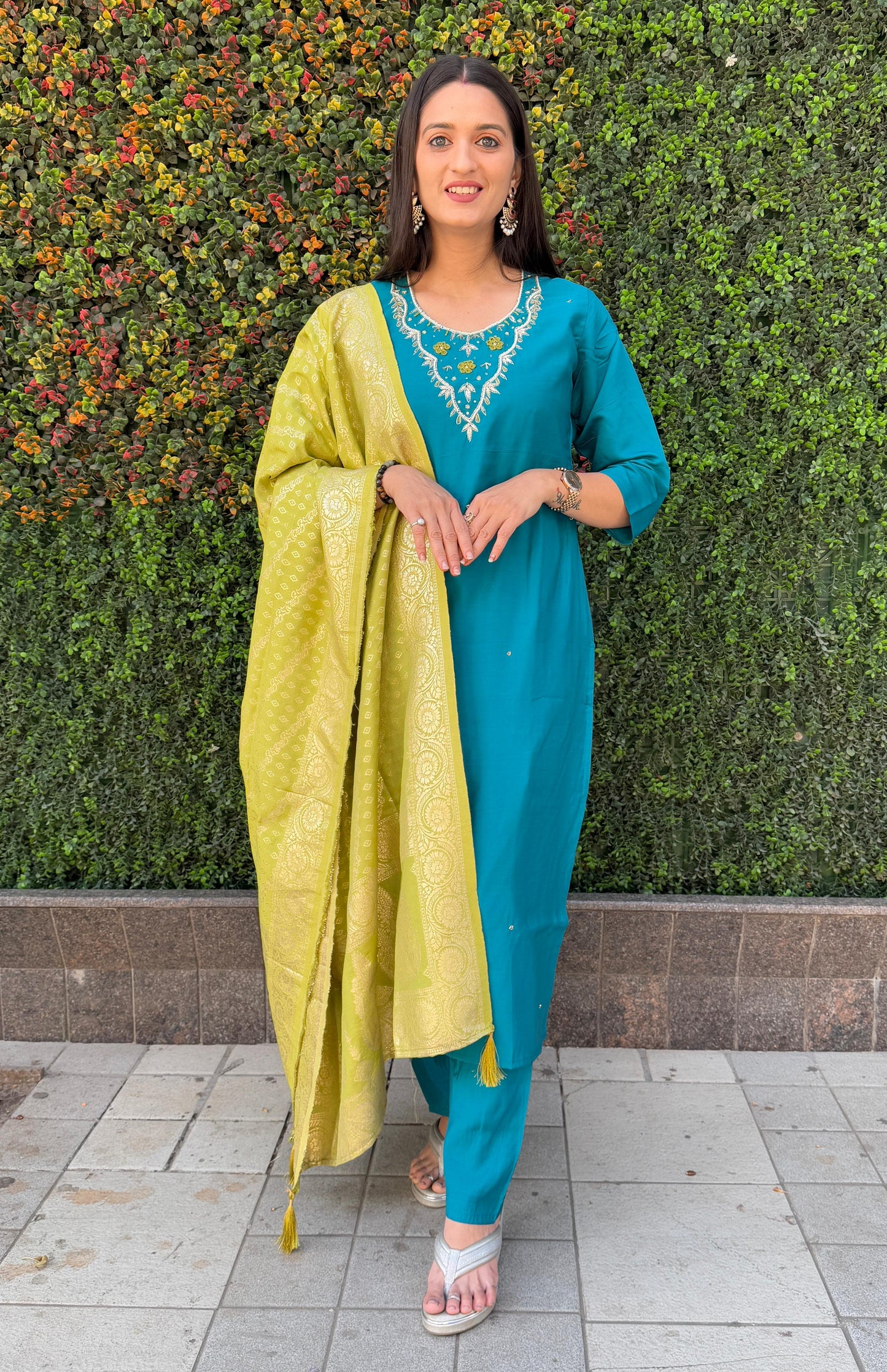 Trending Hand Work Kurti Set.