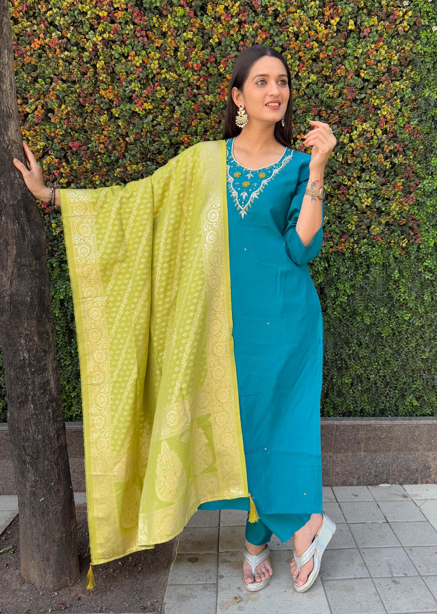 Trending Hand Work Kurti Set.