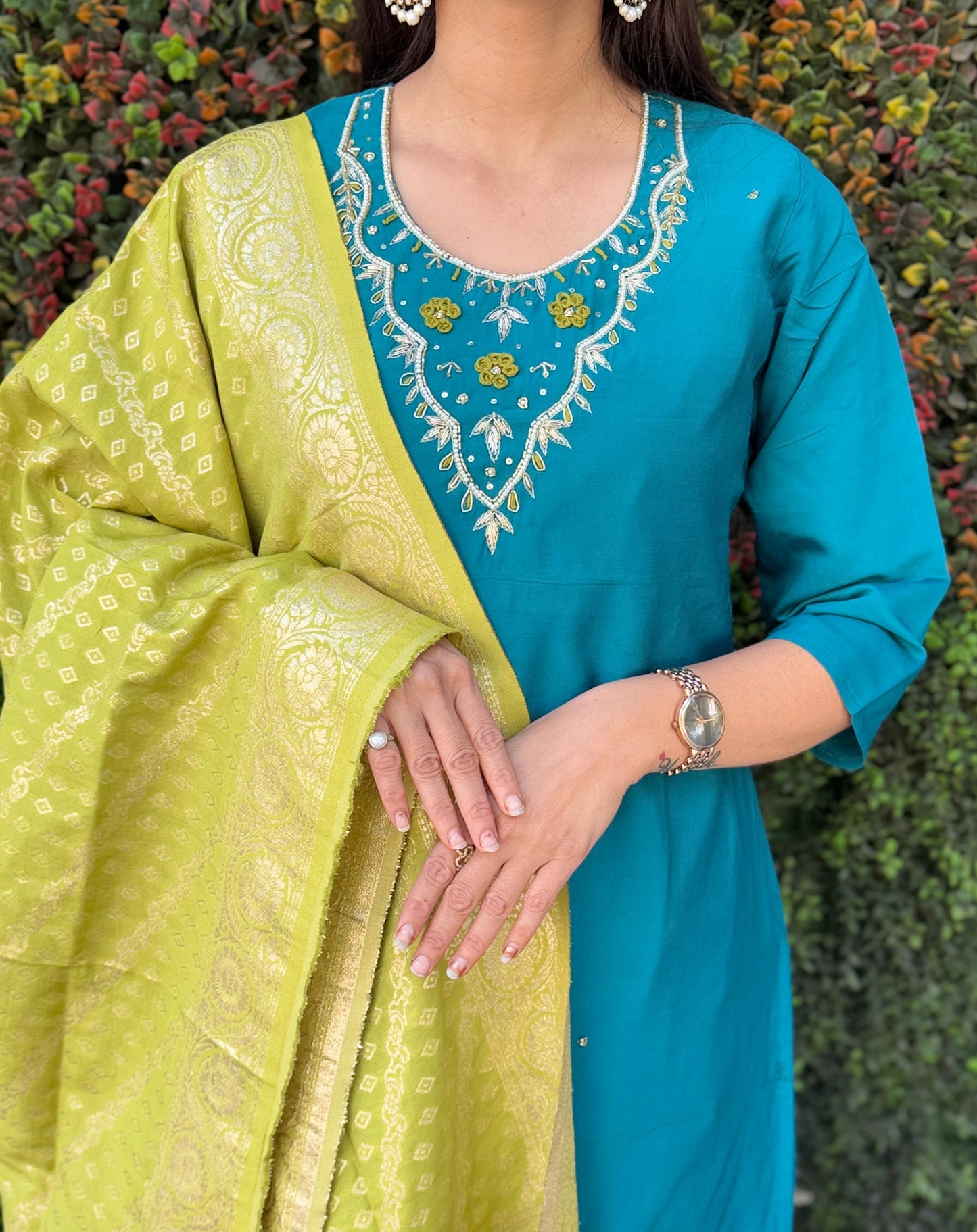 Trending Hand Work Kurti Set.